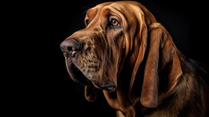 bloodhound dog, on black background - obrazy, fototapety, plakaty