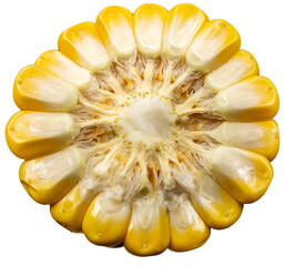 broken corn cob on a transparent background. cut corn cob. transparent background.