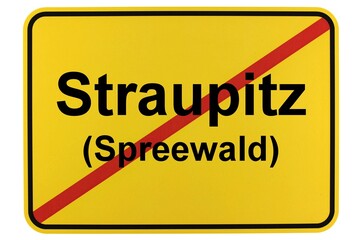 Illustration eines Ortsschildes der Gemeinde Straupitz (Spreewald) in Brandenburg