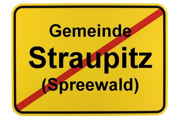 Illustration eines Ortsschildes der Gemeinde Straupitz (Spreewald) in Brandenburg