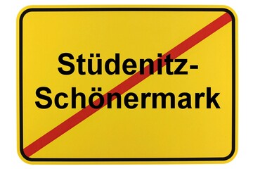 Illustration eines Ortsschildes der Gemeinde Stüdenitz-Schönermark in Brandenburg