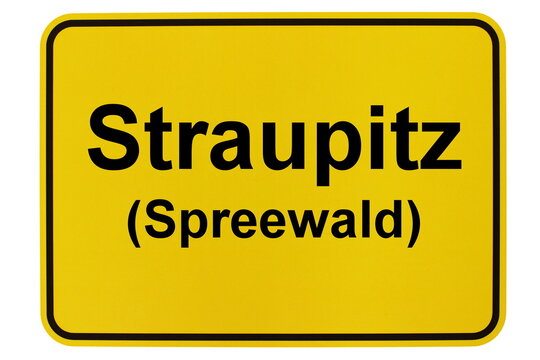 Illustration eines Ortsschildes der Gemeinde Straupitz (Spreewald) in Brandenburg