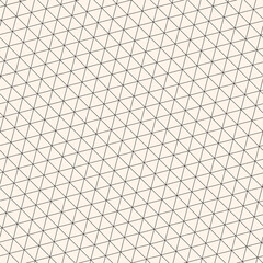 Triangular hexagonal grid vector seamless pattern. Subtle thin lines texture, delicate black and white minimalist lattice, mesh, net, triangles, hexagons. Abstract graphic background. Repeat design