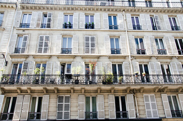 Facade of the old building in Paris stock photo