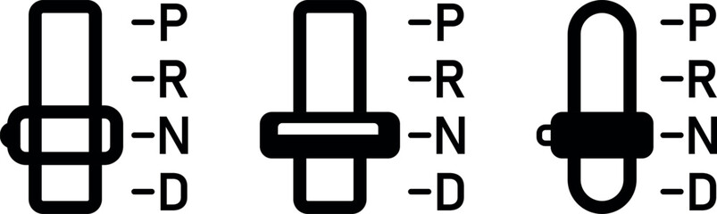 Automatic transmission vector icons collection on isolated background. Automatic car transmission symbol.