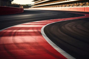Fotobehang Formule 1 Turn of motor sport asphalt race track, without car