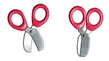 赤いハサミの3Dイラスト素材