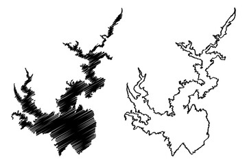Lake Jocassee Reservoir (United States of America, North America, us, usa, South Carolina) map vector illustration, scribble sketch Jocassee Dam map