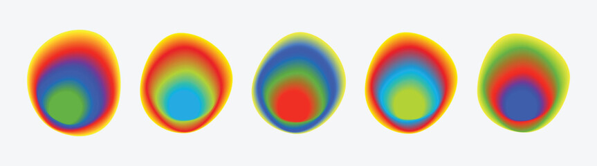 Color blend circle backgrounds, holographic iridescent round circles with liquid vibrant gradient blur.