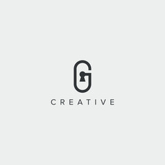 Alphabet G letter lock logo vector template illustration.