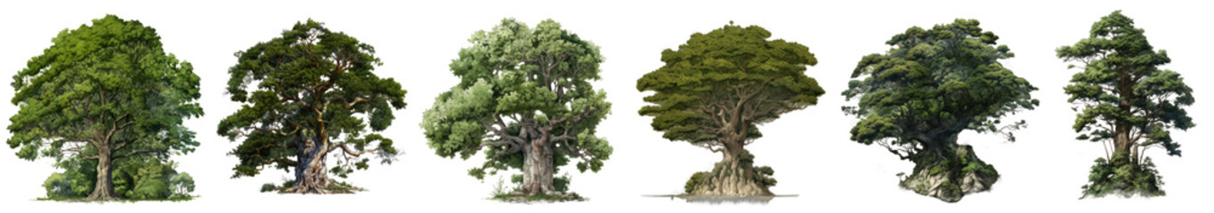 seria drzew, Ilustracja bez tła, png, wygenerowane przez AI