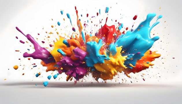 Colorful paint splashes explosion.