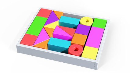 Illustration of child's toys 3d render on white
