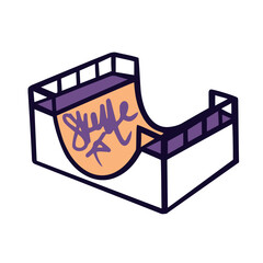 Obraz na płótnie Canvas Graffiti skate ramp vector illustration or icon. Skate park. Sports street style, simple doodle outline cartoon style.