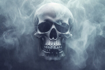 surreal, creepy skull and smoke