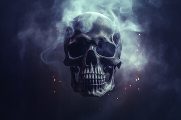 surreal, creepy skull and smoke