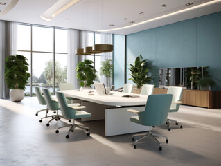Stylish, ergonomic office with scenic views. Open-plan design fosters collaboration. Well-equipped meeting spaces for productive discussions. Comfortable and modern ambiance