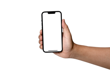 Smartphone similar to iphone 14 with blank white screen for Infographic Global Business Marketing Plan, mockup model similar to iPhone 15 isolated Background of digital investment economy 