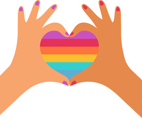 Hands with Rainbow Heart Icon