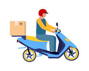 Fast delivery man with motorcycles Online delivery service concept.