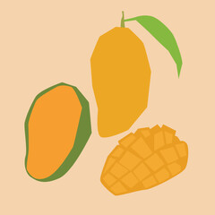 Mango Fruit Collections Set Vector.