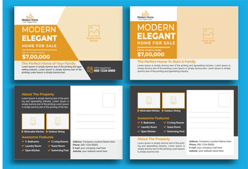 Real estate postcard template, Modern and Elegant Postcard Template, Real Estate and Property Sell Postcard, Minimal real estate postcard design template