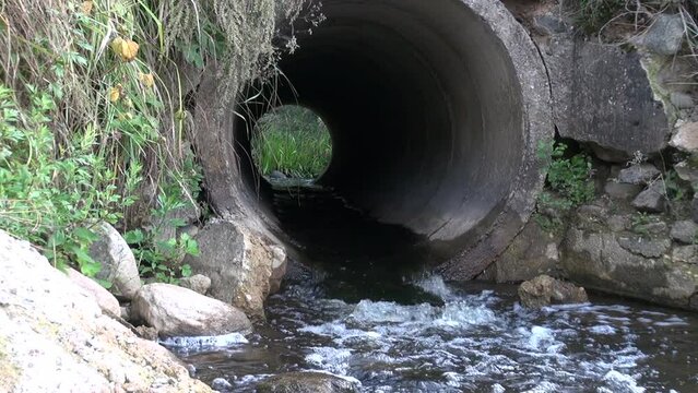 Culvert- Water Pipes Under Road and a view from outside
