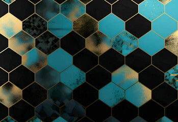 Abstract background of colorful hexagons. Geometric background.