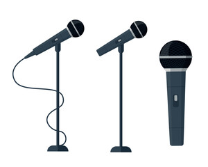Microphone vector. News illustration. News on television and radio. Interview.Microphone for karaoke