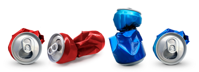 Compressed cans. transparent background