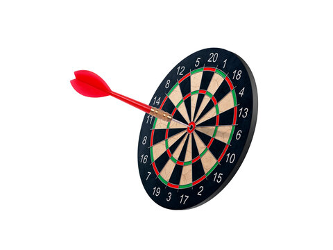 Dart hitting a target on the center. transparent background