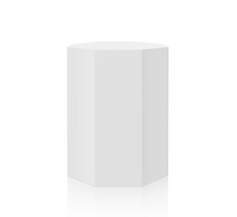 White octagon empty pedestal. transparent background