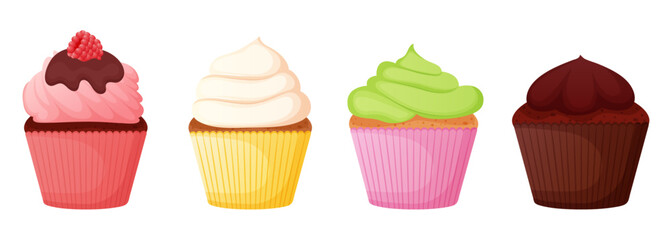 Cupcakes with different cream type.