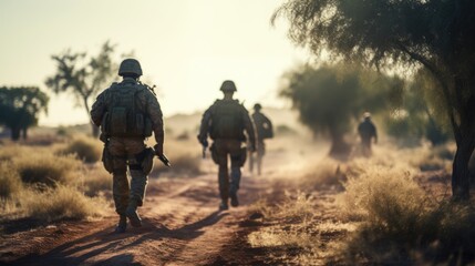 Obraz na płótnie Canvas Soldier Walking
