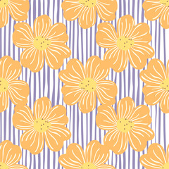 Big bud chamomile flower seamless pattern in simple style. Cute stylized flowers background.