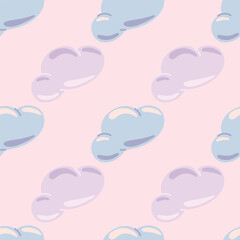 Simple clouds seamless pattern. Primitive art.