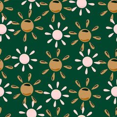 Sun seamless hand drawn pattern in doodle style.