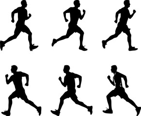 man running silhouette set