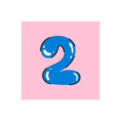 Number 2 logo icon design template elements. Greeting celebration two years birthday Anniversary number 2  blue balloon. Happy birthday, congratulations poster. Vector
