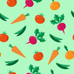 Bright seamless pattern with vegetables.