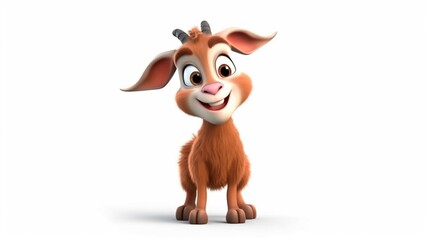 Adorable cartoon Goat character isolated on white back.Generative AI