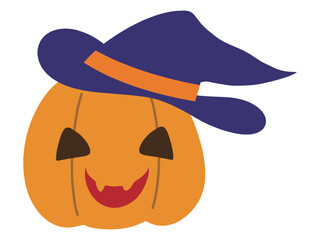 帽子をかぶったジャックオランタンのハロウィン向けのイラスト素材