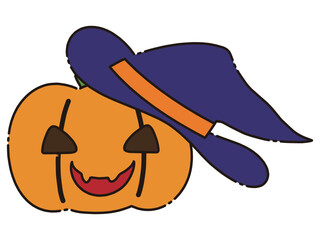 帽子をかぶったジャックオランタンのハロウィン向けのイラスト素材
