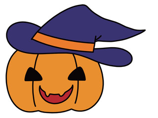 帽子をかぶったジャックオランタンのハロウィン向けのイラスト素材