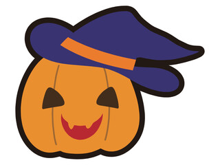 帽子をかぶったジャックオランタンのハロウィン向けのイラスト素材