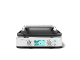 Obraz premium new closed metal waffle maker front view 3d render on white