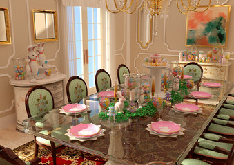 3D Rendering Easter Brunch
