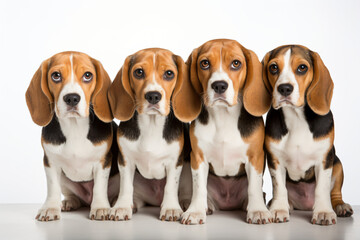beagles on white background, 