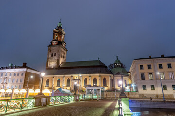 Fototapeta na wymiar Gothenburg, the vief of city museum and Christinae church in the city center, town hall. Sweden