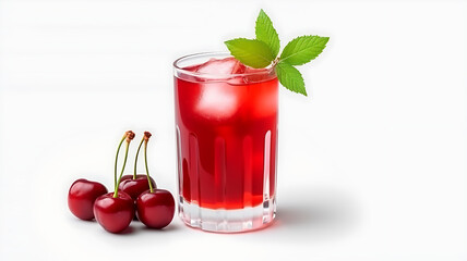 Cherry juice on a white background